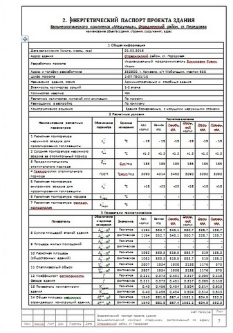 энергетический паспорт проекта здания